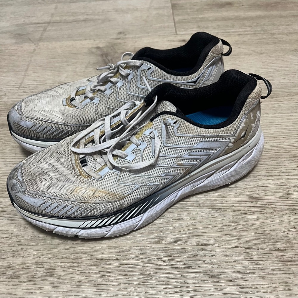 Hoka One‎ One Clifton 4 Mens Running Shoes White Gray Size US 10 EU 44